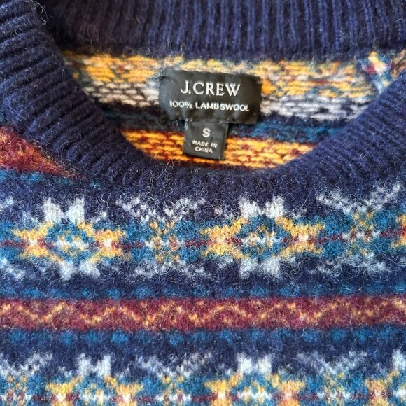 J.Crew 100% Lambswool Fair Isle Nordic Crewneck Sweater S - Picture 2 of 5